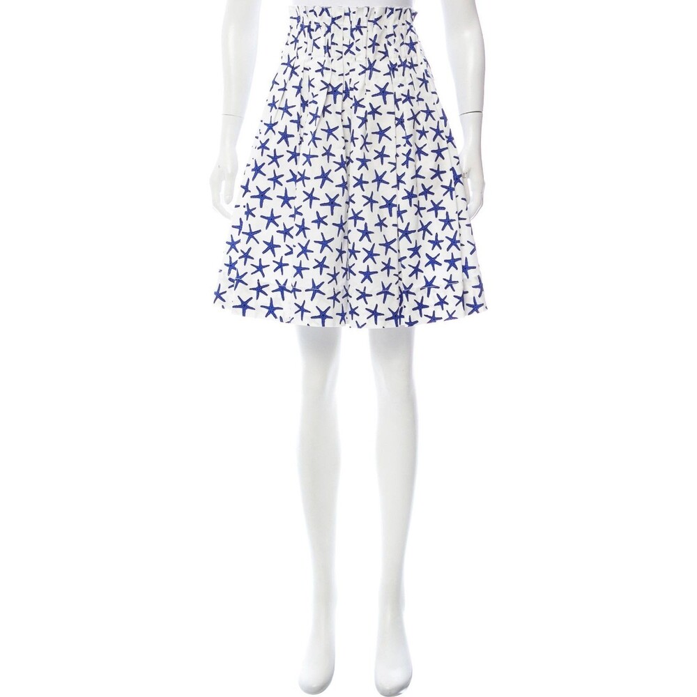 Kate Spade Broome Street Starfish Skirt Sz 2 Starfish Pleated Coastal Preppy Zip